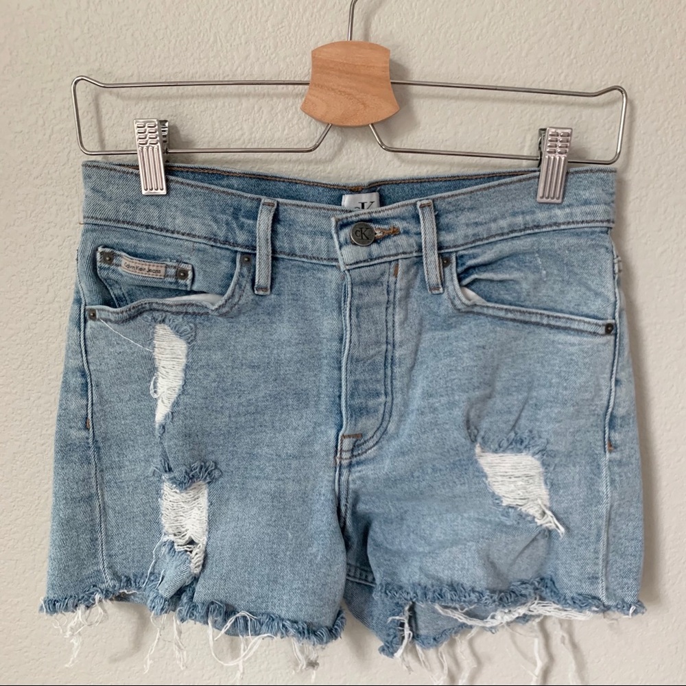 Calvin Klein Distressed Denim Shorts